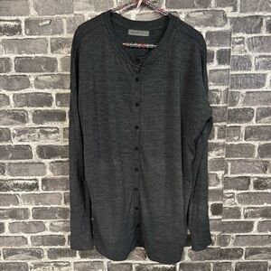 Icebreaker button down sweater shirt gray 100% wool oversized